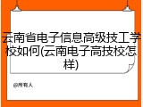 云南省电子信息高级技工学校如何(云南电子高技校怎样)