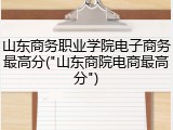 山东商务职业学院电子商务最高分("山东商院电商最高分")