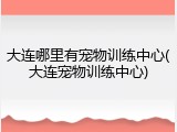 大连哪里有宠物训练中心(大连宠物训练中心)