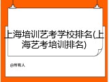 上海培训艺考学校排名(上海艺考培训排名)