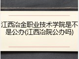 江西冶金职业技术学院是不是公办(江西冶院公办吗)