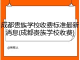 成都贵族学校收费标准最新消息(成都贵族学校收费)