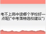 考不上高中读哪个学校好一点呢("中考落榜选校建议")