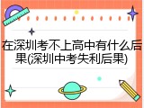 在深圳考不上高中有什么后果(深圳中考失利后果)