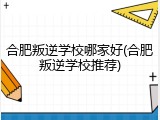 合肥叛逆学校哪家好(合肥叛逆学校推荐)