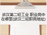 武汉第二轻工业 职业高中在哪里(武汉二轻职高地址)