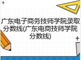广东电子商务技师学院录取分数线(广东电商技师学院分数线)