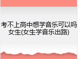 考不上高中想学音乐可以吗女生(女生学音乐出路)