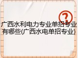 广西水利电力专业单招专业有哪些(广西水电单招专业)