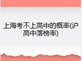 上海考不上高中的概率(沪高中落榜率)