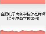 合肥电子商务学校怎么样啊(合肥电商学校如何)