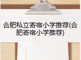 合肥私立寄宿小学推荐(合肥寄宿小学推荐)
