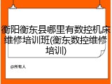衡阳衡东县哪里有数控机床维修培训班(衡东数控维修培训)