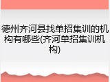 德州齐河县找单招集训的机构有哪些(齐河单招集训机构)