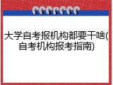 大学自考报机构都要干啥(自考机构报考指南)