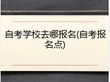 自考学校去哪报名(自考报名点)