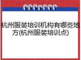 杭州服装培训机构有哪些地方(杭州服装培训点)