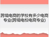 跨境电商的学校有多少电商专业(跨境电校电商专业)
