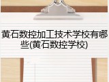 黄石数控加工技术学校有哪些(黄石数控学校)