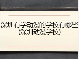 深圳有学动漫的学校有哪些(深圳动漫学校)