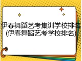 伊春舞蹈艺考集训学校排名(伊春舞蹈艺考学校排名)