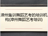 漳州集训舞蹈艺考的培训机构(漳州舞蹈艺考培训)