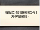上海服装培训班哪家好(上海学服装好)