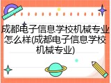 成都电子信息学校机械专业怎么样(成都电子信息学校机械专业)