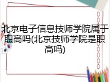 北京电子信息技师学院属于职高吗(北京技师学院是职高吗)