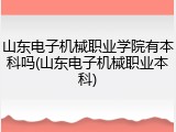 山东电子机械职业学院有本科吗(山东电子机械职业本科)
