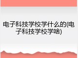电子科技学校学什么的(电子科技学校学啥)