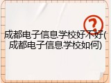 成都电子信息学校好不好(成都电子信息学校如何)