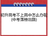 初升高考不上高中怎么办呢(中考落榜出路)