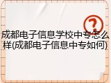 成都电子信息学校中专怎么样(成都电子信息中专如何)