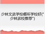 少林文武学校哪所学校好("少林武校推荐")