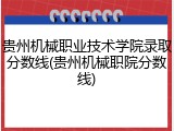 贵州机械职业技术学院录取分数线(贵州机械职院分数线)