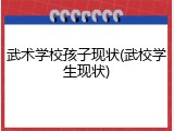 武术学校孩子现状(武校学生现状)