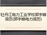 牡丹江电力工业学校郭宇峰简历(郭宇峰电力简历)