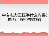 中专电力工程学什么内容(电力工程中专课程)