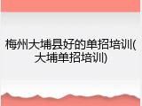 梅州大埔县好的单招培训(大埔单招培训)