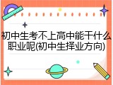 初中生考不上高中能干什么职业呢(初中生择业方向)