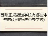苏州正规叛逆学校有哪些中专的(苏州叛逆中专学校)
