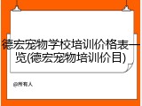 德宏宠物学校培训价格表一览(德宏宠物培训价目)