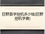 巨野县学挖机多少钱(巨野挖机学费)