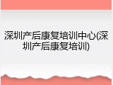 深圳产后康复培训中心(深圳产后康复培训)