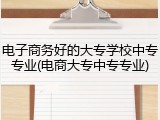 电子商务好的大专学校中专专业(电商大专中专专业)