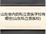 山东省内的私立贵族学校有哪些(山东私立贵族校)