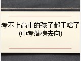 考不上高中的孩子都干啥了(中考落榜去向)