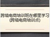 跨境电商培训班在哪里学习(跨境电商培训点)