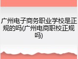 广州电子商务职业学校是正规的吗(广州电商职校正规吗)